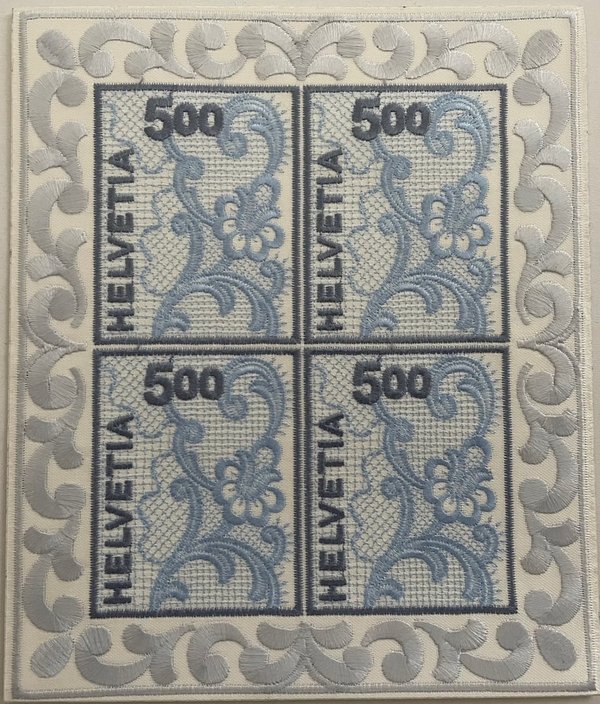4 x 5.00 Briefmarken-Bogen 'Stickerei'